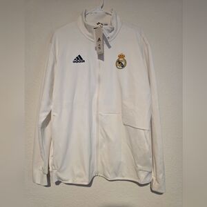 Adidas Real Madrid Anthem White Jacket Soccer Football Mens Size XL NEW